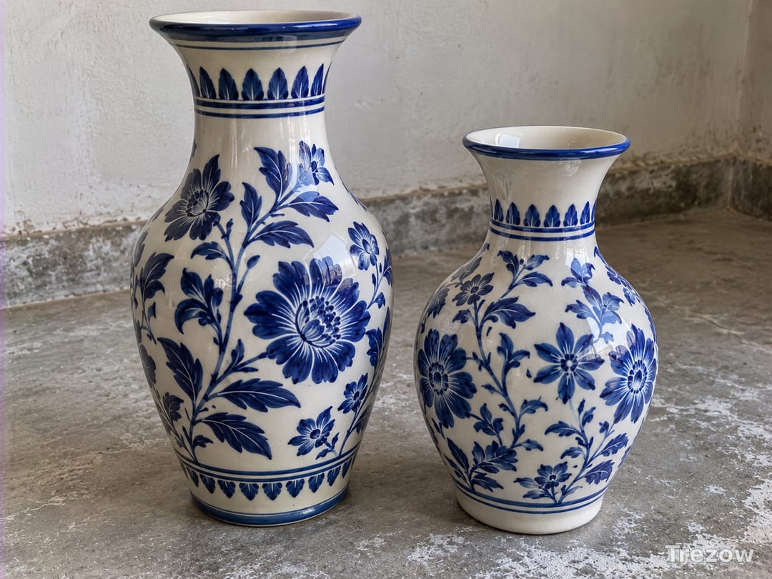 Blue and white ceramic vases (pair)