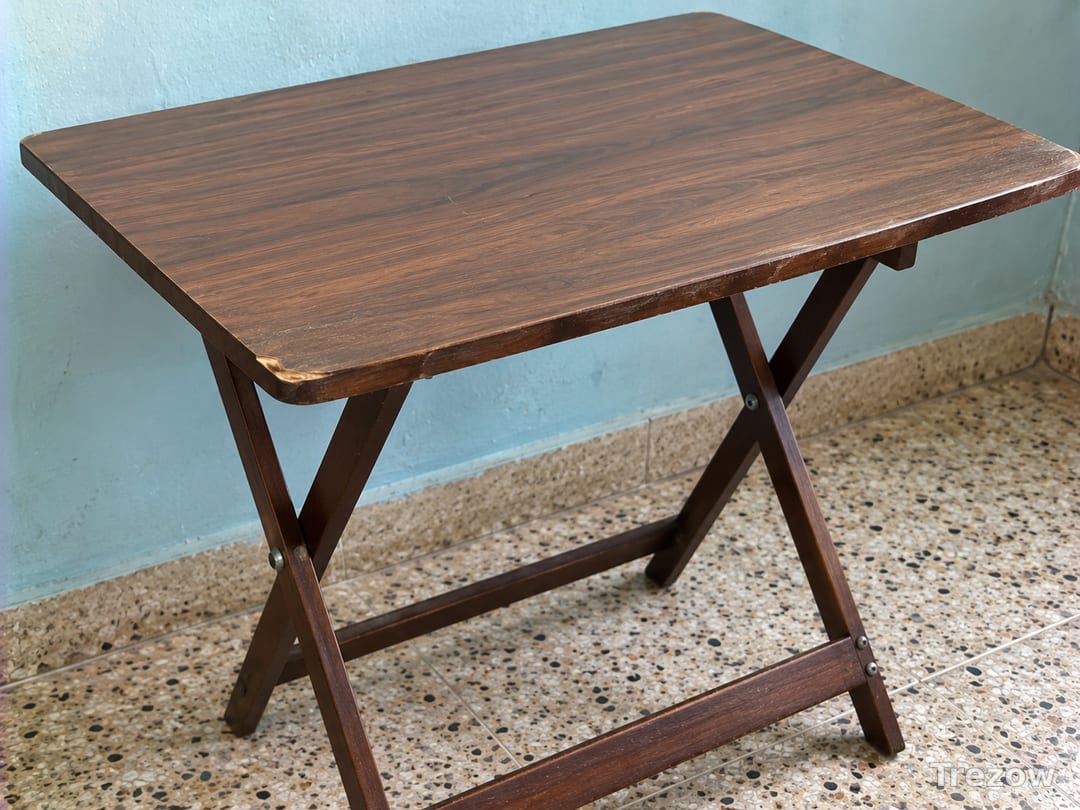 Folding study table, walnut finish
