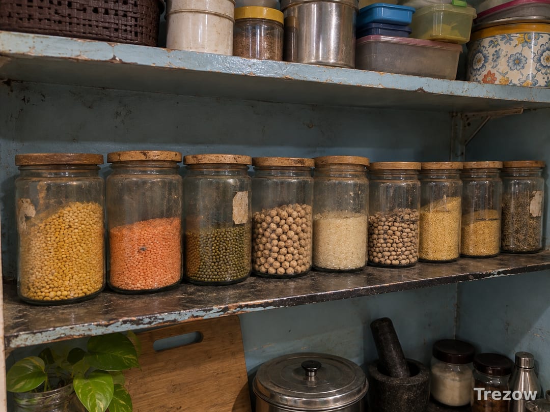 Glass storage jars with cork lids (9)