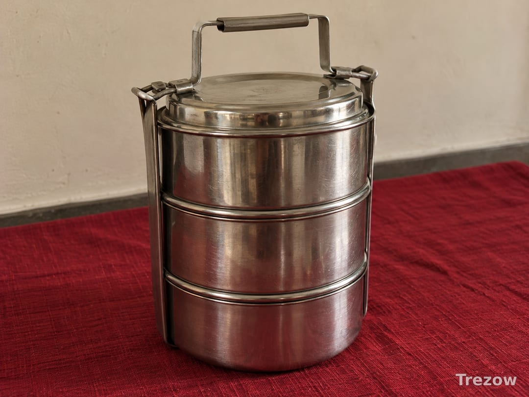 Steel tiffin box, 3 containers