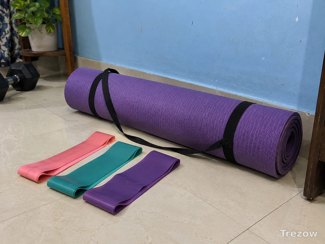 Yoga mat with three loop bands