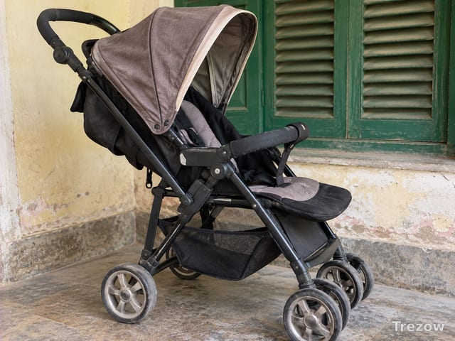 Foldable baby stroller with canopy