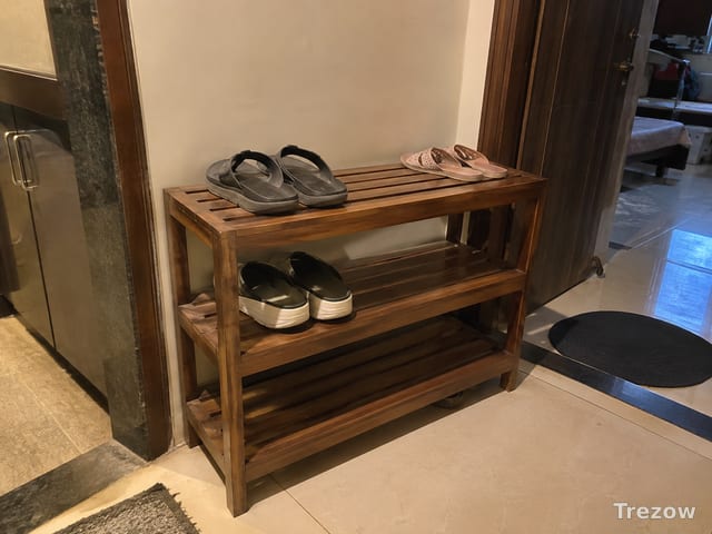 Three-tier wooden shoe rack